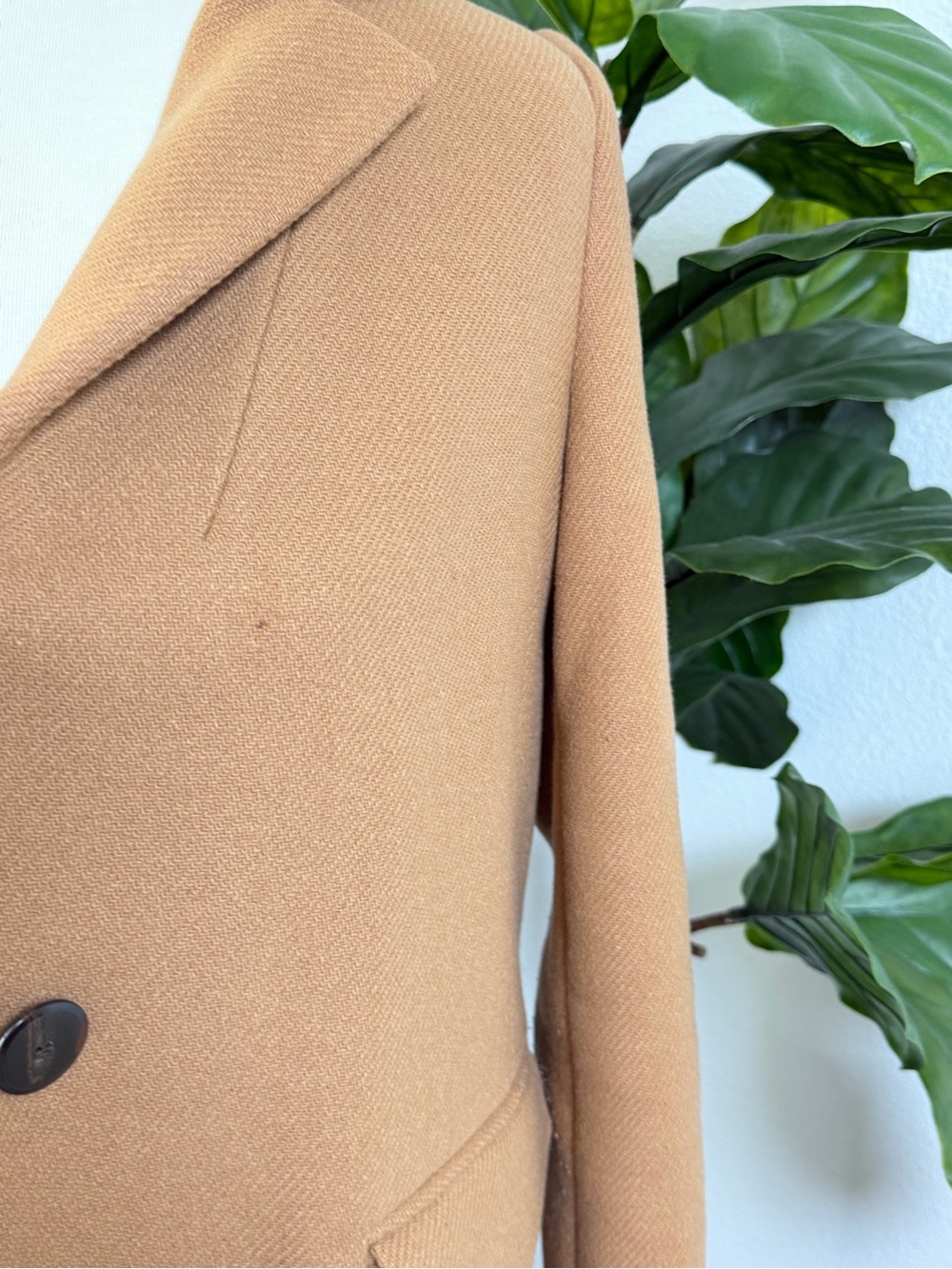 ZARA Camel Herringbone Longline Coat - Picture 7 of 12